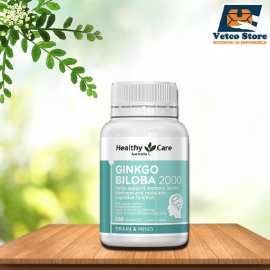 Viên Uống Bổ Não Healthy Care Ginkgo Biloba 2000mg (Hộp 100 Viên)